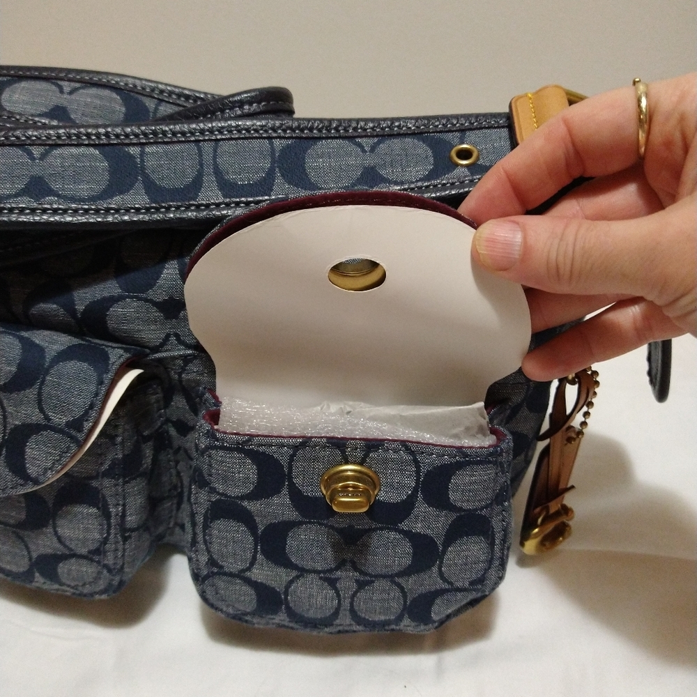 Sold**Coach New York Chambray Signature Cargo Bag - Picture 3 of 16